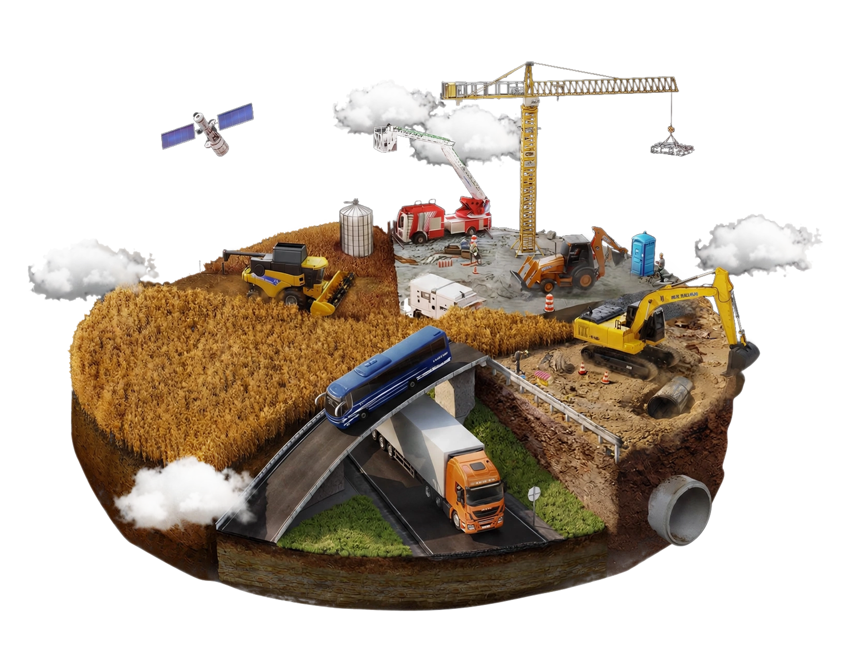 Univers B-MEC réunissant construction, travaux publics, transport et agriculture