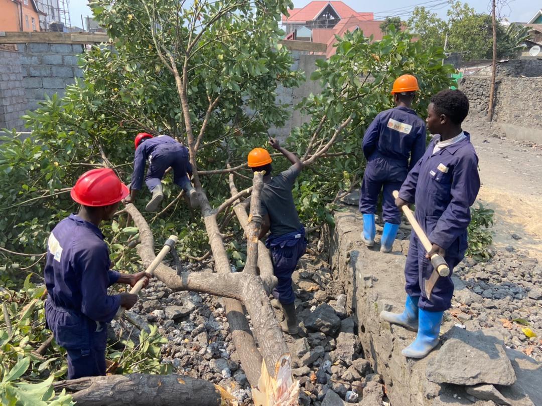 Débroussaillement des plateformes de la ligne HTCA Bukavu-Goma